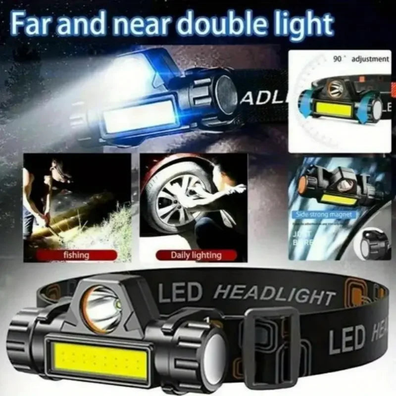 Rechargeable COB LED USB Headlamp Strong Magnetic Powerful Headlight Super Bright Waterproof Head Torch For Outdoor Fishing Leedoar