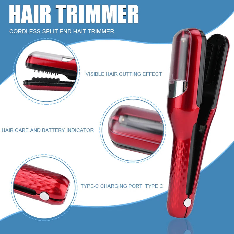 Rechargeable Cordless Split Hair Trimmer, Hair Split Ends Trimmer, Remover Damaged Hair, Repair Hair Care Treatment Leedoar