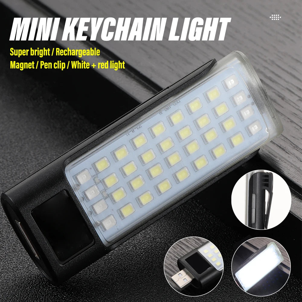 Rechargeable MINI LED Flashlight Worklight Keychain Light Camping Lamp Easy to Carry Multiple Lighting Modes Waterproof Material Leedoar