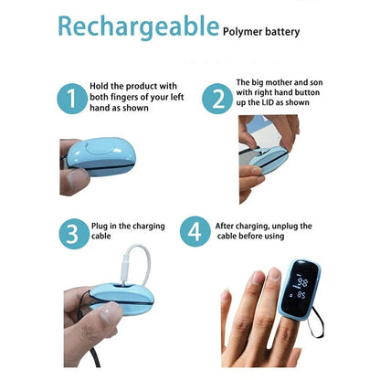 Correa de oxímetro médico recargable con cordón para dedo, oxímetro de pulso, monitor de saturación de oxígeno en sangre, pantalla LED digital para niños 