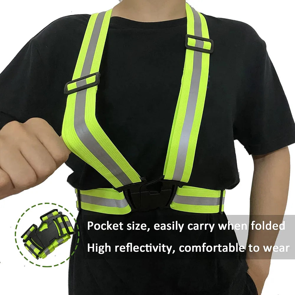 Reflective Safety Vests Lightweight Adjustable Elastic Vest Jacket Hi Vis Reflective Strips for Traffic Control Running Cycling Leedoar