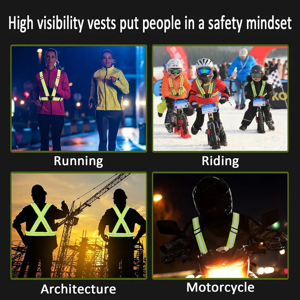 Reflective Safety Vests Lightweight Adjustable Elastic Vest Jacket Hi Vis Reflective Strips for Traffic Control Running Cycling Leedoar