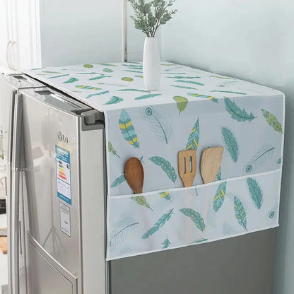 Refrigerator Dust Cover with Storage Bag Washable Printing Multi-purpose Household Washing Machine Cabinet Dust Protection Cover Leedoar