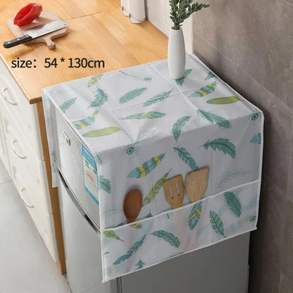 Refrigerator Dust Cover with Storage Bag Washable Printing Multi-purpose Household Washing Machine Cabinet Dust Protection Cover Leedoar