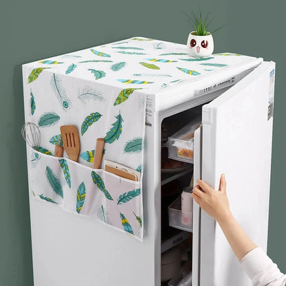 Refrigerator Dust Cover with Storage Bag Washable Printing Multi-purpose Household Washing Machine Cabinet Dust Protection Cover Leedoar