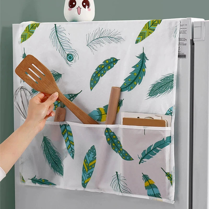 Refrigerator Dust Cover with Storage Bag Washable Printing Multi-purpose Household Washing Machine Cabinet Dust Protection Cover Leedoar