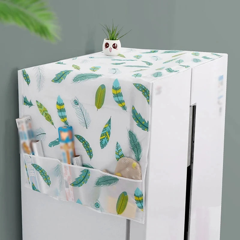 Refrigerator Dust Cover with Storage Bag Washable Printing Multi-purpose Household Washing Machine Cabinet Dust Protection Cover Leedoar