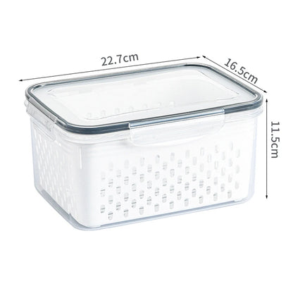 Refrigerator Preservation Box Transparent Double-layer Large Capacity Sealed Box Vegetable and Fruit Food Grade Drain Box Leedoar