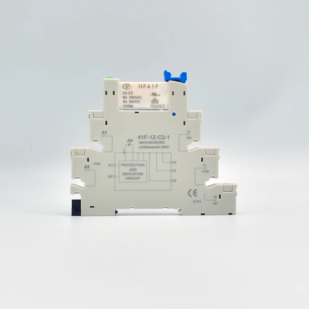 Relé Utra Delgado/SSR de alta frecuencia, montaje DIN con LED 6A 1CO, 41F-1Z-C2-1, piezas, 5V, 12V, 24V, 1 HF41-F-24-ZS Leedoar