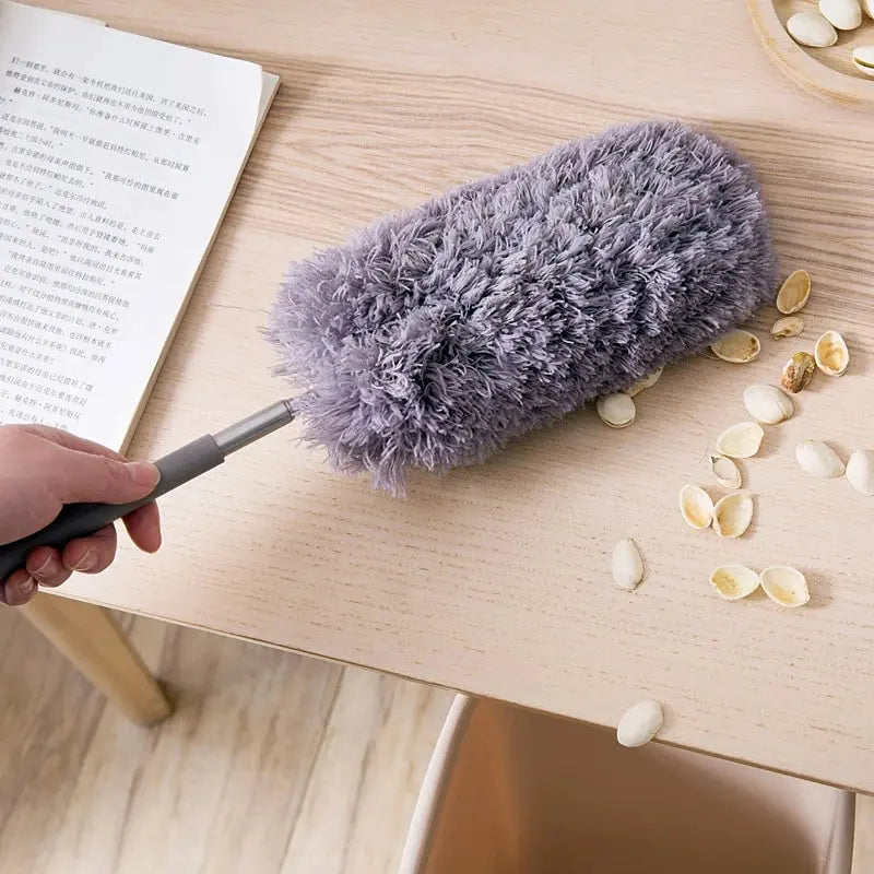 Retractable Duster Stainless Steel Long Handle Dusting Brush Car Household Cleaning Tools Microfiber Dust Chicken Feather Leedoar