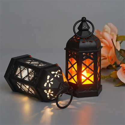 Retro Desktop Lamp Atmosphere Decoration Creative Gift Hexagonal Wind Lamp Candle Lamp Led Wind Lamp Portable Small Horse Lamp Leedoar