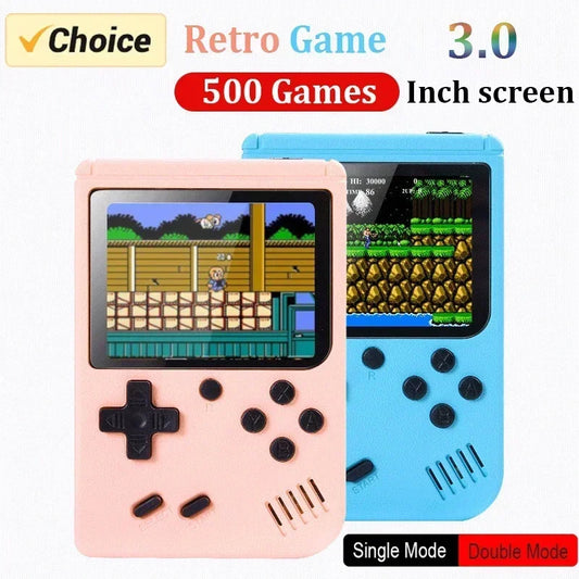 Consola de videojuegos portátil retro de 8 bits y 3,0 pulgadas con pantalla LCD a color y reproductor de juegos para niños con 500 juegos integrados 