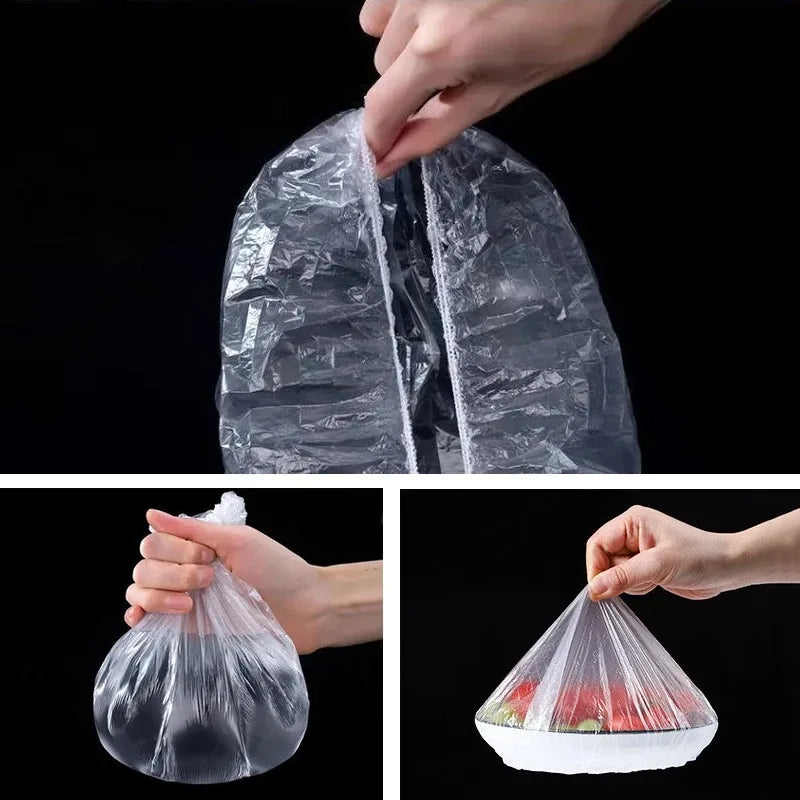 Reusable Disposable Food Cover Plastic Wrap Durable Elastic Food Lids for Bowls Elastic Plate Covers For Kitchen Food Saver Bag Leedoar