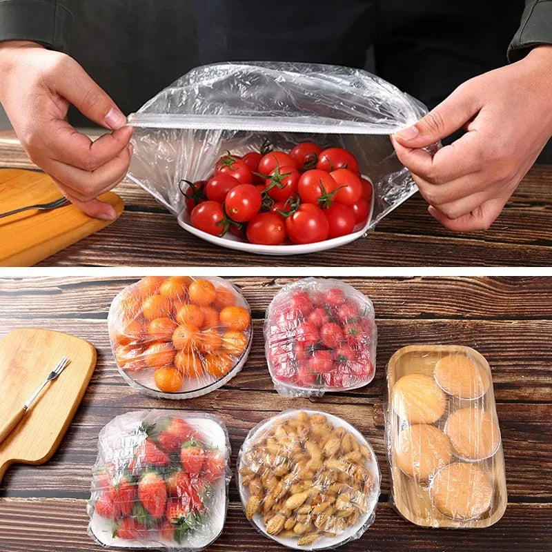 Reusable Disposable Food Cover Plastic Wrap Durable Elastic Food Lids for Bowls Elastic Plate Covers For Kitchen Food Saver Bag Leedoar