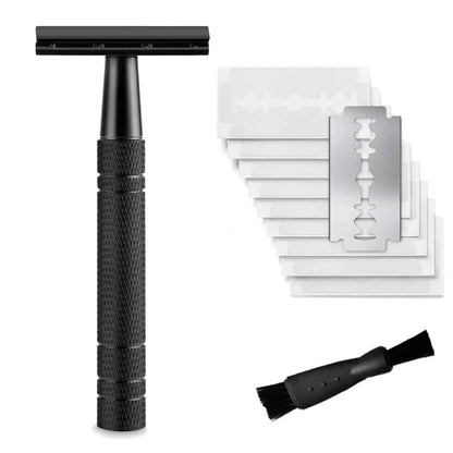 Reusable Double Edge Safety Razor for Women, Single Blade Razors for Men, with 10 PCs Razor Blades, Metal DE Razor for Shave