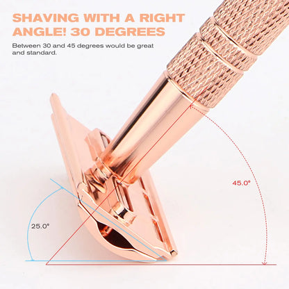 Reusable Double Edge Safety Razor for Women, Single Blade Razors for Men, with 10 PCs Razor Blades, Metal DE Razor for Shave