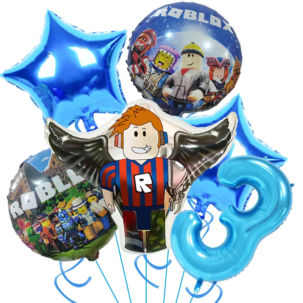 Roblox Decoração de Festa de Aniversário Suprimentos Roblox Jogo Festa de Celebração Balões Talheres Descartáveis ​​Copo Prato Chá de Bebê Brinquedos 