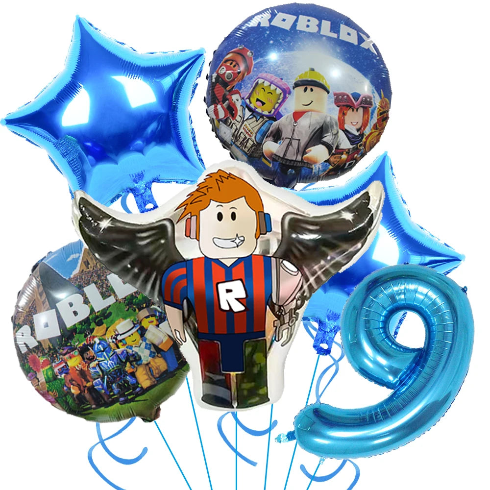 Decoraciones para fiestas de cumpleaños de Roblox, suministros para fiestas de celebración del juego Roblox, globos, vajilla desechable, vasos, platos, juguetes para baby shower 