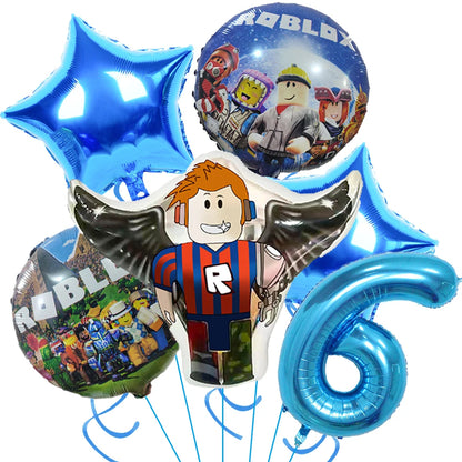 Roblox Decoração de Festa de Aniversário Suprimentos Roblox Jogo Festa de Celebração Balões Talheres Descartáveis ​​Copo Prato Chá de Bebê Brinquedos 