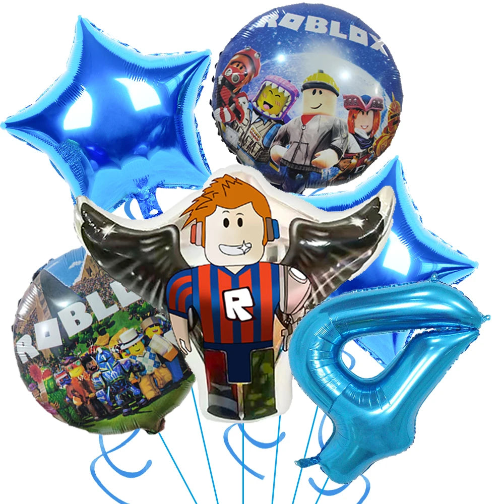 Decoraciones para fiestas de cumpleaños de Roblox, suministros para fiestas de celebración del juego Roblox, globos, vajilla desechable, vasos, platos, juguetes para baby shower 