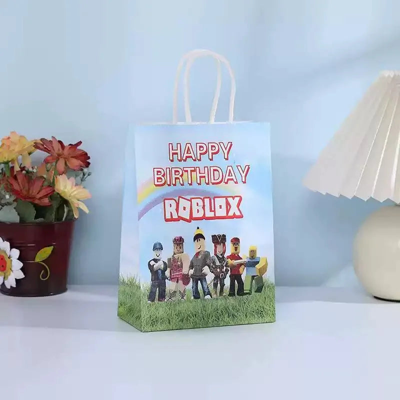 Decoraciones para fiestas de cumpleaños de Roblox, suministros para fiestas de celebración del juego Roblox, globos, vajilla desechable, vasos, platos, juguetes para baby shower 