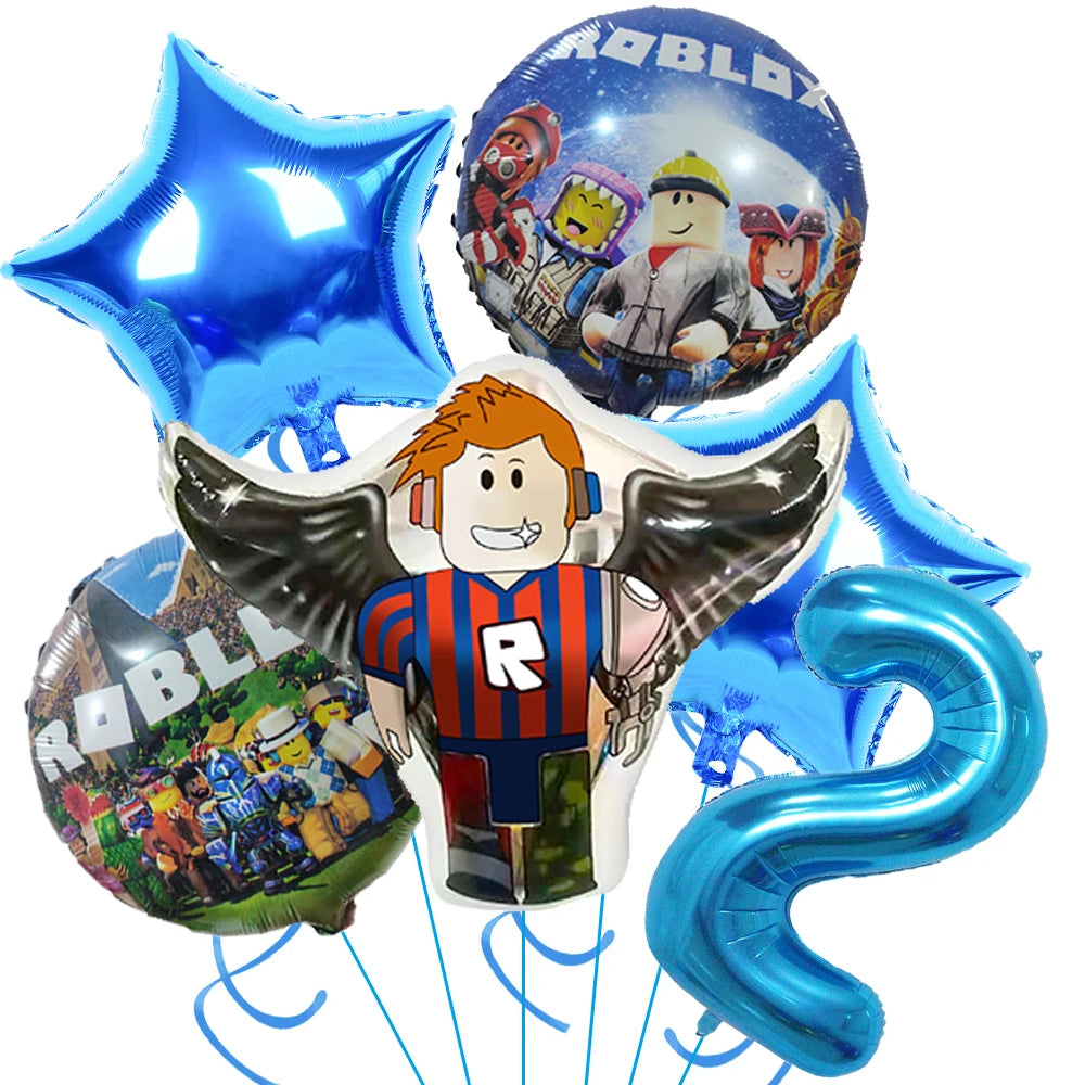 Roblox Decoração de Festa de Aniversário Suprimentos Roblox Jogo Festa de Celebração Balões Talheres Descartáveis ​​Copo Prato Chá de Bebê Brinquedos 