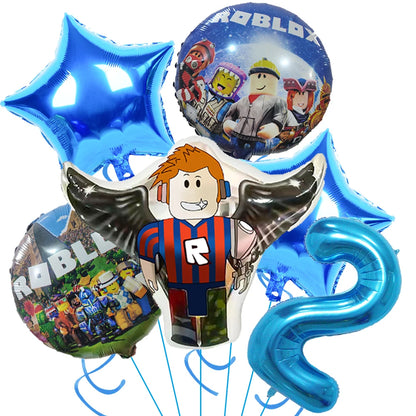 Decoraciones para fiestas de cumpleaños de Roblox, suministros para fiestas de celebración del juego Roblox, globos, vajilla desechable, vasos, platos, juguetes para baby shower 