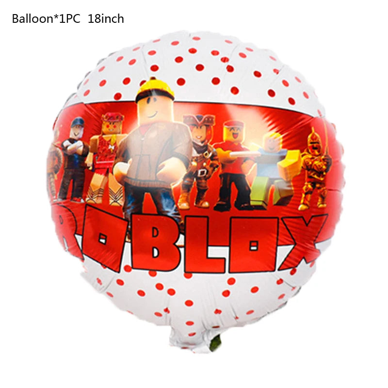 Roblox Decoração de Festa de Aniversário Suprimentos Roblox Jogo Festa de Celebração Balões Talheres Descartáveis ​​Copo Prato Chá de Bebê Brinquedos 