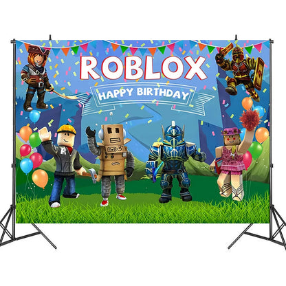 Decoraciones para fiestas de cumpleaños de Roblox, suministros para fiestas de celebración del juego Roblox, globos, vajilla desechable, vasos, platos, juguetes para baby shower 