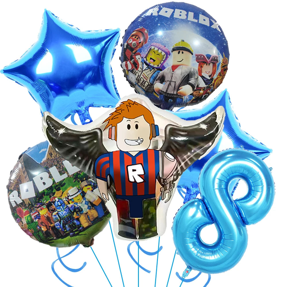 Decoraciones para fiestas de cumpleaños de Roblox, suministros para fiestas de celebración del juego Roblox, globos, vajilla desechable, vasos, platos, juguetes para baby shower 