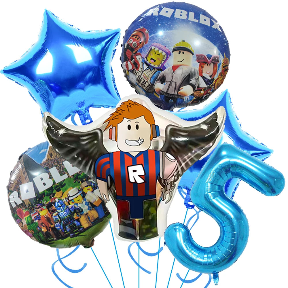 Roblox Decoração de Festa de Aniversário Suprimentos Roblox Jogo Festa de Celebração Balões Talheres Descartáveis ​​Copo Prato Chá de Bebê Brinquedos 