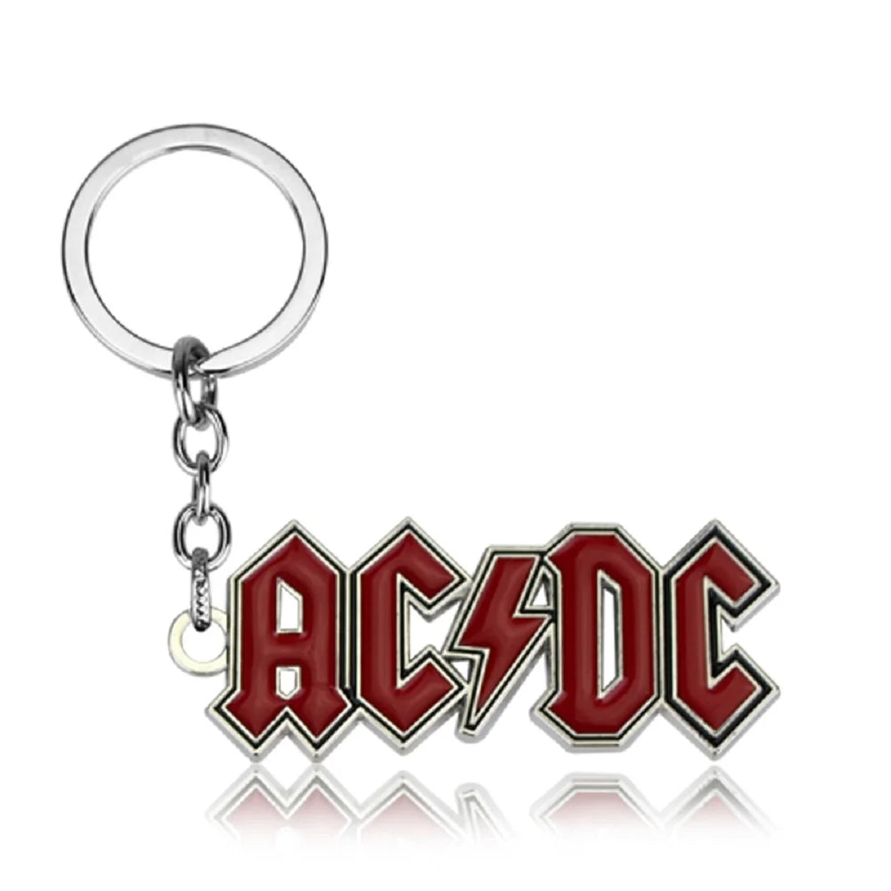 Llavero con colgante de banda de rock ACDC para hombre, estilo punk, con púas de guitarra, llavero de aleación, accesorios de joyería, regalos