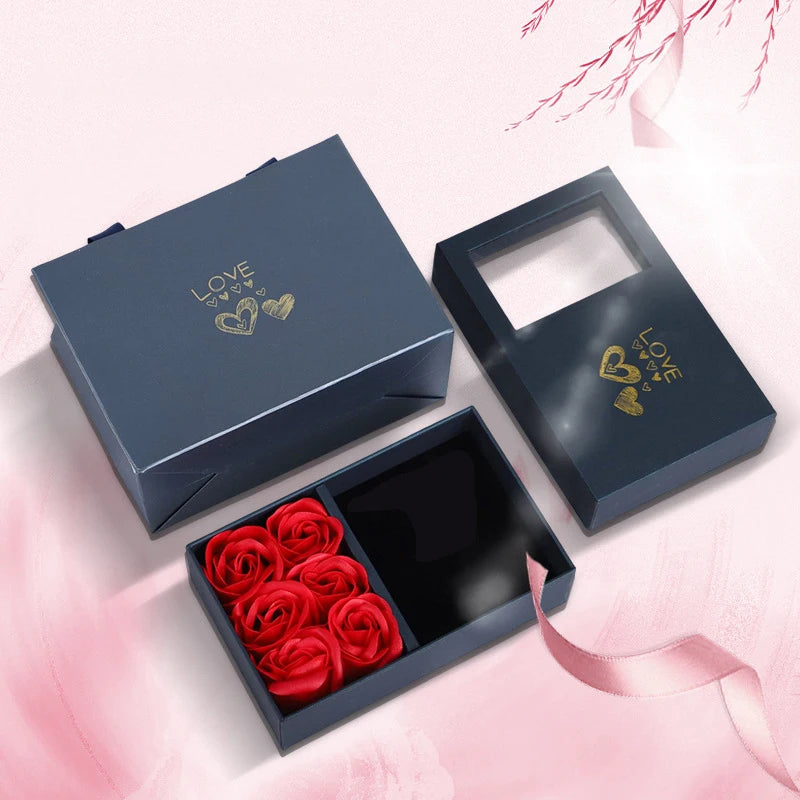 Rose Gift Box Eternal Flower Ring,Pendant,Earrings,Necklace,Jewelry Box 6 Valentine's Day Rose Gift Box Packaging Box Jewelry St Leedoar