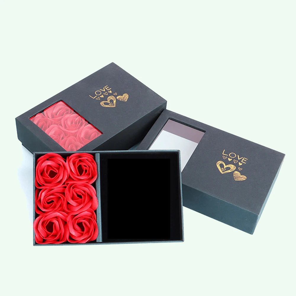 Rose Gift Box Eternal Flower Ring,Pendant,Earrings,Necklace,Jewelry Box 6 Valentine's Day Rose Gift Box Packaging Box Jewelry St Leedoar