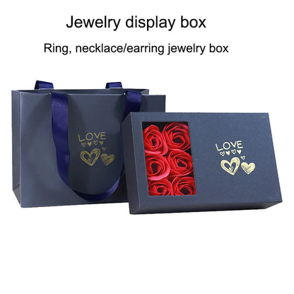 Rose Gift Box Eternal Flower Ring,Pendant,Earrings,Necklace,Jewelry Box 6 Valentine's Day Rose Gift Box Packaging Box Jewelry St Leedoar