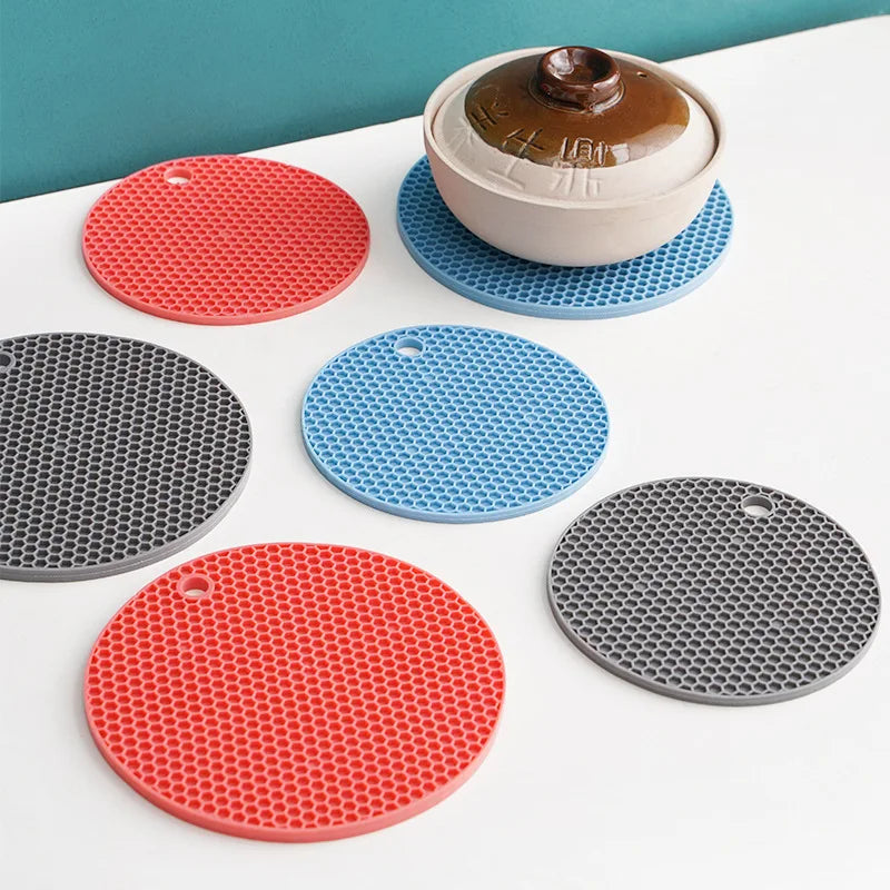 Round Heat Resistant Silicone Mat Drink Cup Coasters Insulation Non Slip Pot Holder Thicken Table Placemat Kitchen Accessories Leedoar