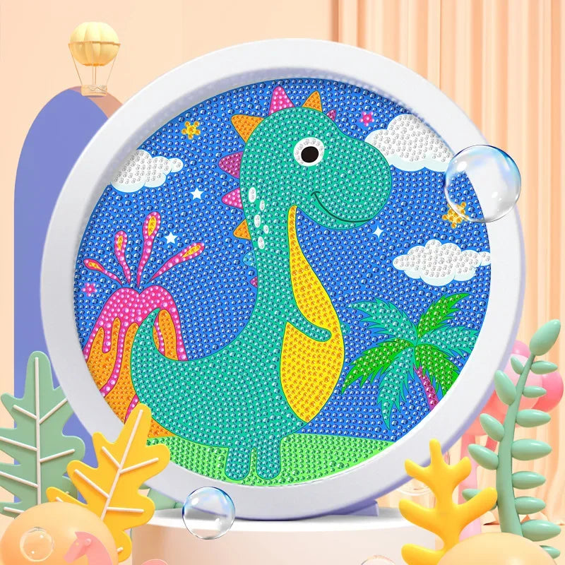 Round frame unicorn diamond painting kitten children's handmade dinosaur creative diamond stickers tiger diy point diamond paint Leedoar