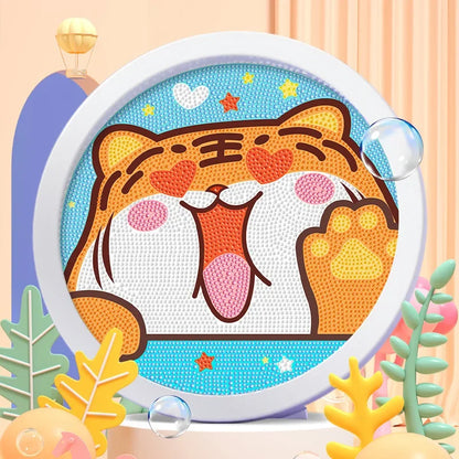 Round frame unicorn diamond painting kitten children's handmade dinosaur creative diamond stickers tiger diy point diamond paint Leedoar