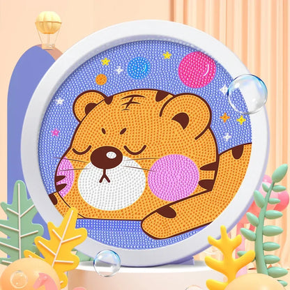 Round frame unicorn diamond painting kitten children's handmade dinosaur creative diamond stickers tiger diy point diamond paint Leedoar