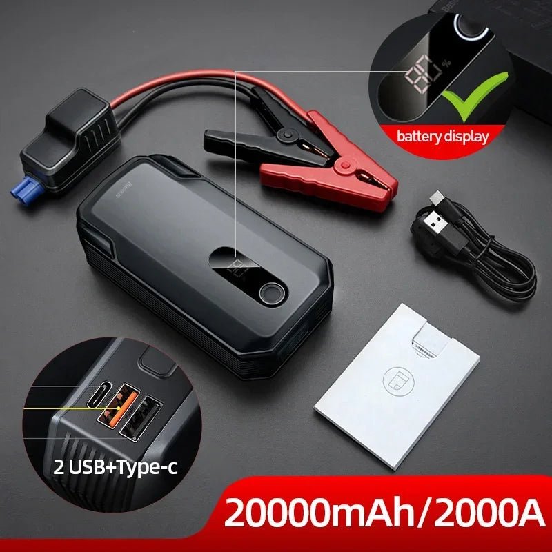 2000A Jump Start  20000mAh Car Battery Charger for Auto Emergency Power Bank Booster Starting Device Car Jump Starter Mobile Leedoar