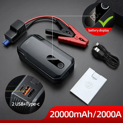 2000A Jump Start  20000mAh Car Battery Charger for Auto Emergency Power Bank Booster Starting Device Car Jump Starter Mobile Leedoar