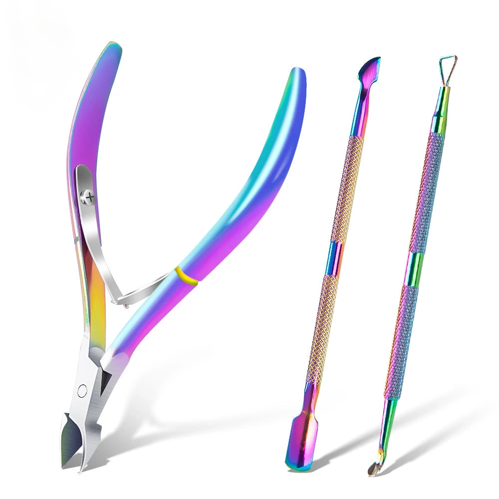 Nail Cuticle Scissors Stainless Steel Manicure Pedicure Tools Golden/Silver/Rainbow Dead Skin Scissor Nipper Clipper Tool Leedoar