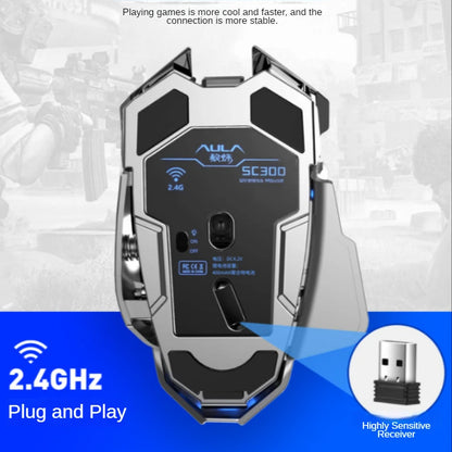 SC300 Wireless Mouse Rechargeable Silent Notebook Desktop Computer Mechanical E-sports Game Home With 4 Color Cool Lights Leedoar