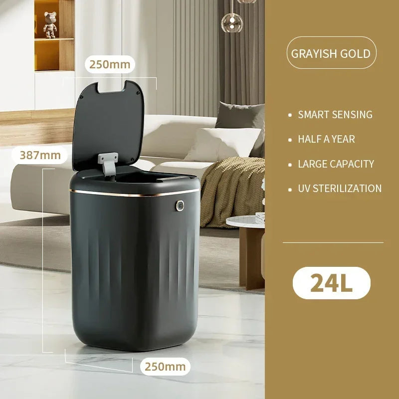 20-24L Bathroom Sensor Electric Wastebasket Bedroom Smart Trash Can Automatic Waterproof Recycle Bin for Living Room Kitchen New Leedoar