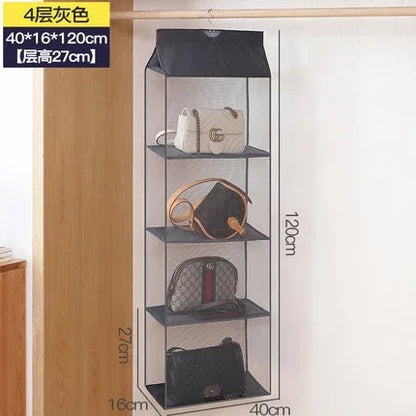 4Layers Home Wardrobe Three-dimensional Hanging Bag Collection Hanging Bag Finishing Cloth Dust-proof Storage Rack Dormitory Art Leedoar