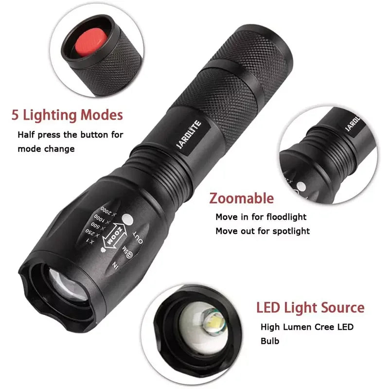 LED Glare T6 Camping Charging Telescopic Zoom L2 High-Power Flashlight Outdoor Camping Work Maintenance Light Leedoar