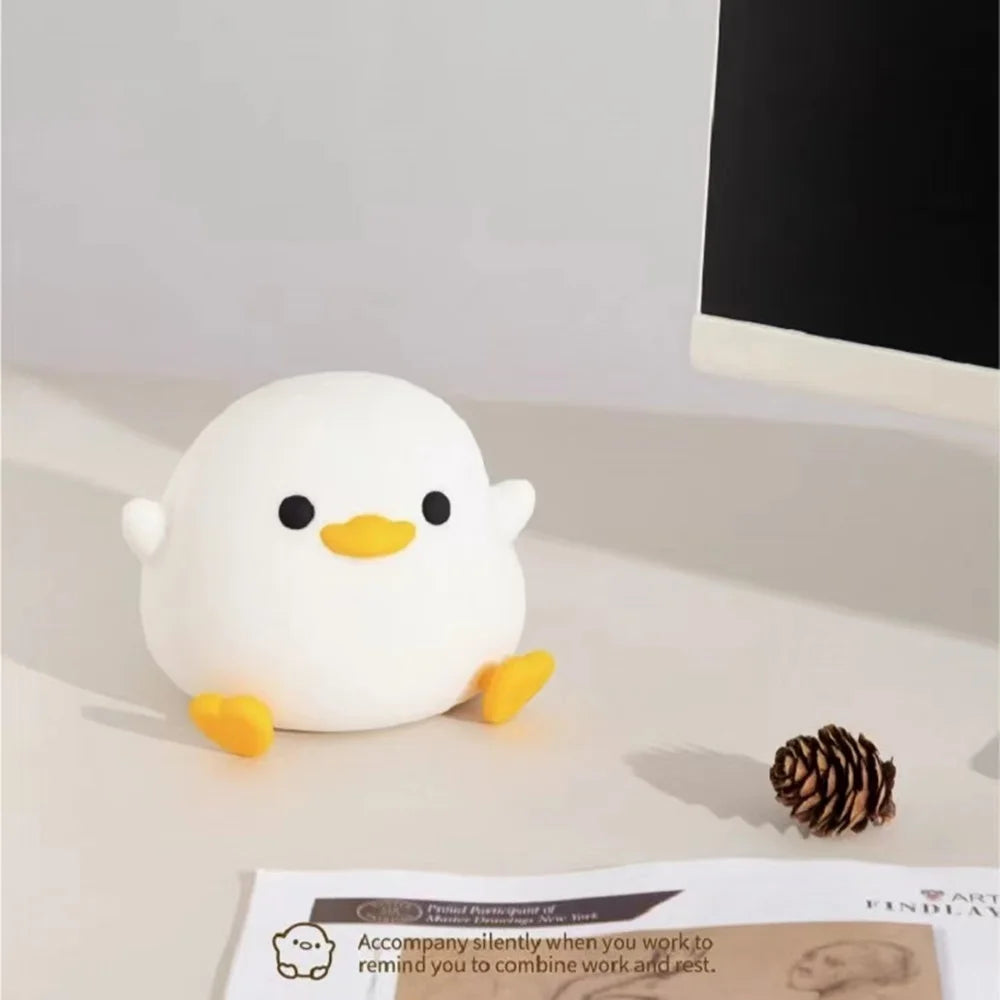 Children's LED Night Light Cute Duck shaped Silicone Touch Sensing Light USB Charging Decoration Cartoon Decor Night Light Leedoar