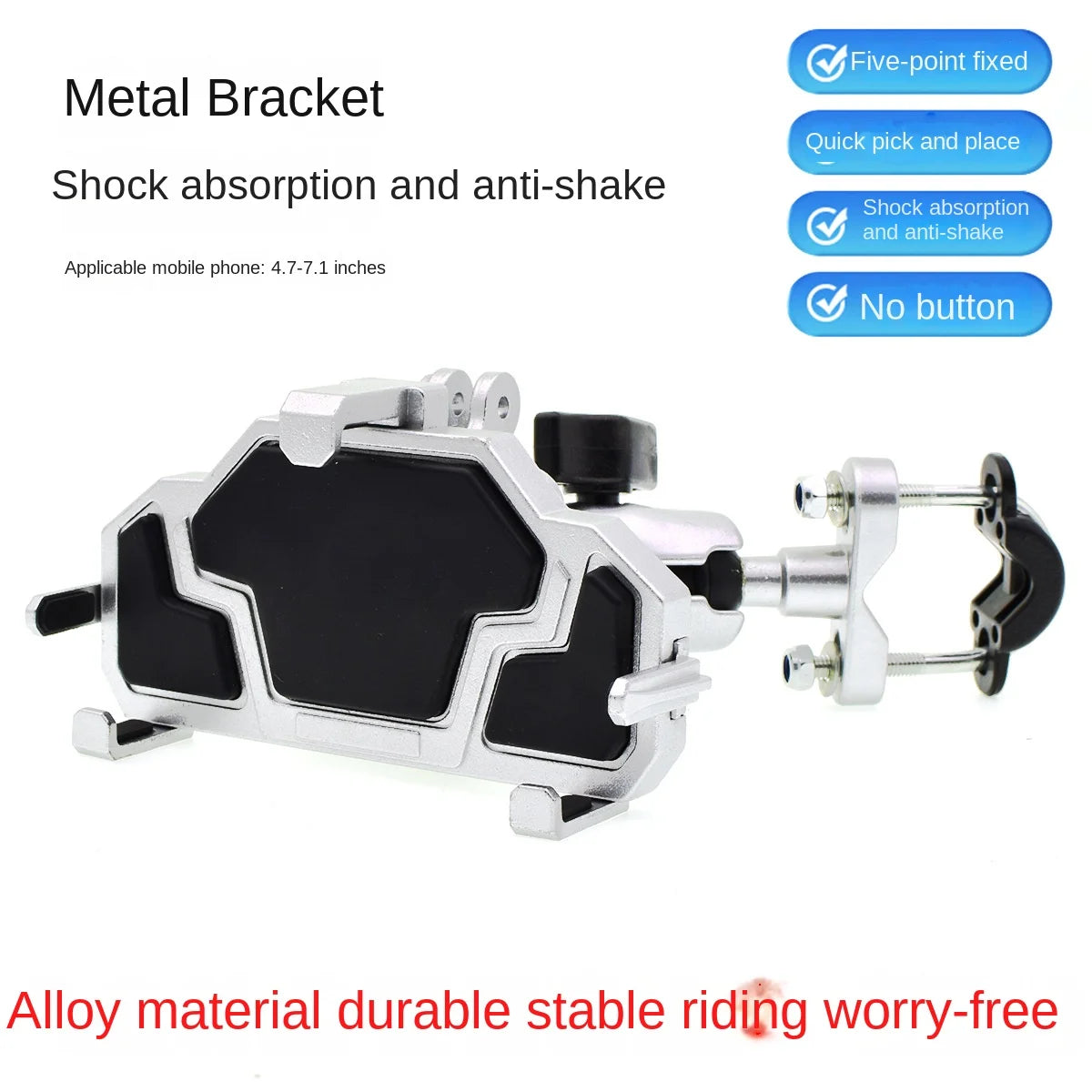 Motorcycle Riding Dedicated Mobile Phone Holder Shock-Absorbing and Shaking Resistant Aluminum Alloy Navigation  Phone Bracket Leedoar