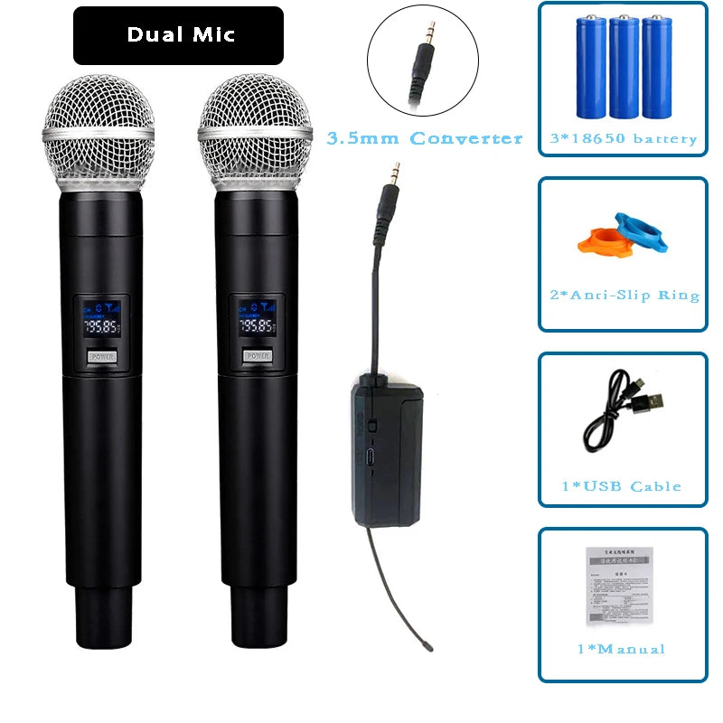 UHF Wireless Microphone Professional Receiver Transmitter System Universal Handheld Mic with Karaoke Business Meeting Microphone Leedoar