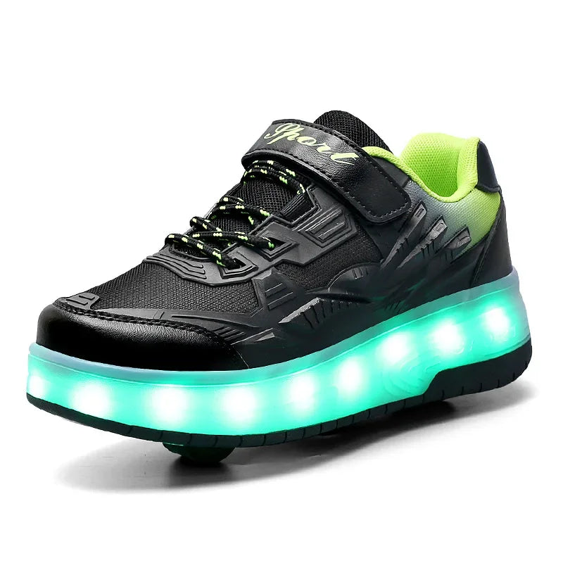 Kids Roller Skate Shoes Led Light Boys Girls Sneakers with 2 Wheels Sport Sneakers Christmas Birthday Children Show Gift Leedoar